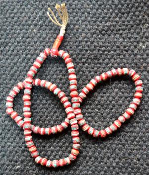 bone beads with inlay red 1