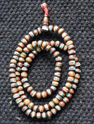bone beads with inlay brown